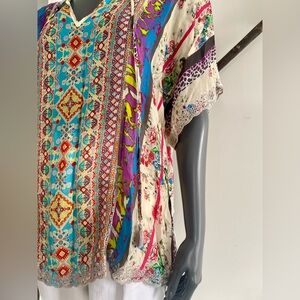 Johnny Was Multicolor Embroidered Top